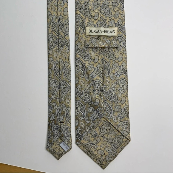 BURMA BIBAS Gold Paisley Woven Silk Tie - Picture 4 of 11
